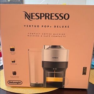 Nespresso Vertuo Pop+ Deluxe Coffee Machine - Black and Silver